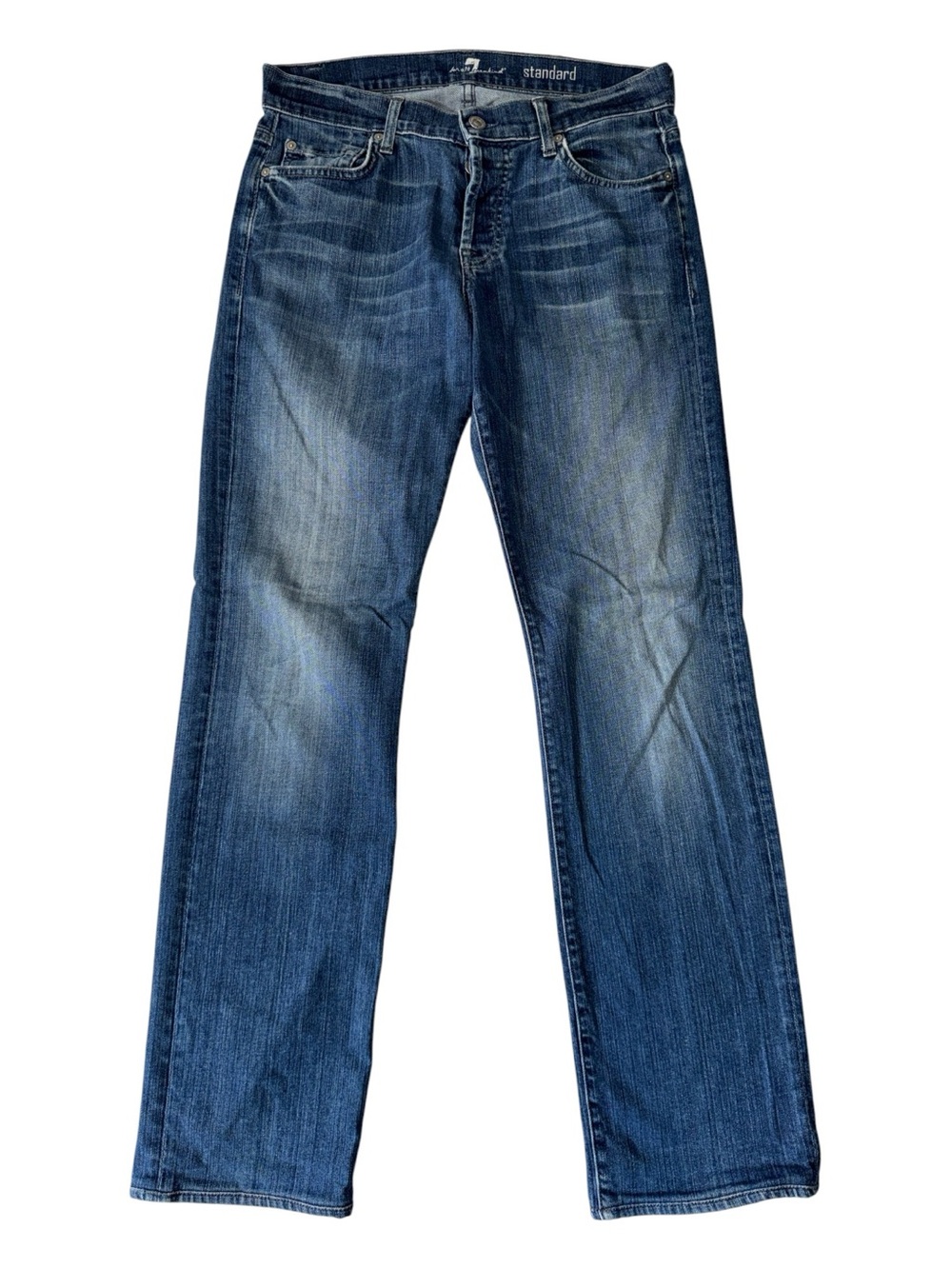 7 For All Mankind mens 31x31 standard straight leg stretch denim blue jeans EUC